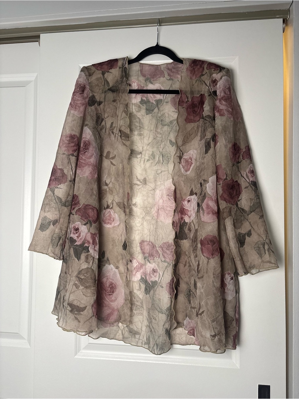 S.L. Fashions Taupe Dress with Blush Rose Print - Picture 4 of 4